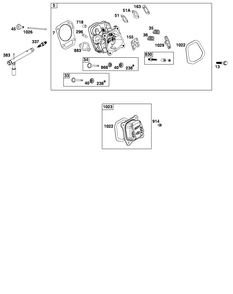 Cylinder Head Group Diagram and Parts List for 106232-0081-H5 100000 - 19Z999 Briggs and Stratton Engine